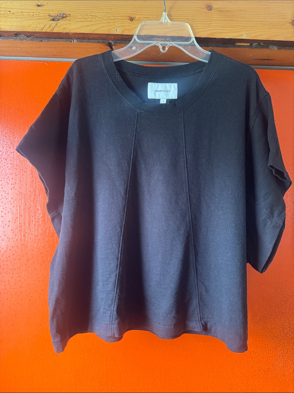Current/Elliott Distressed Oversized Cropped Tee